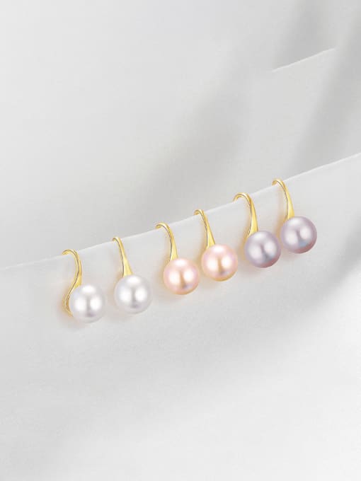 BeiFei Minimalism Silver 925 Sterling Silver Imitation Pearl Irregular Minimalist Hook Earring 4