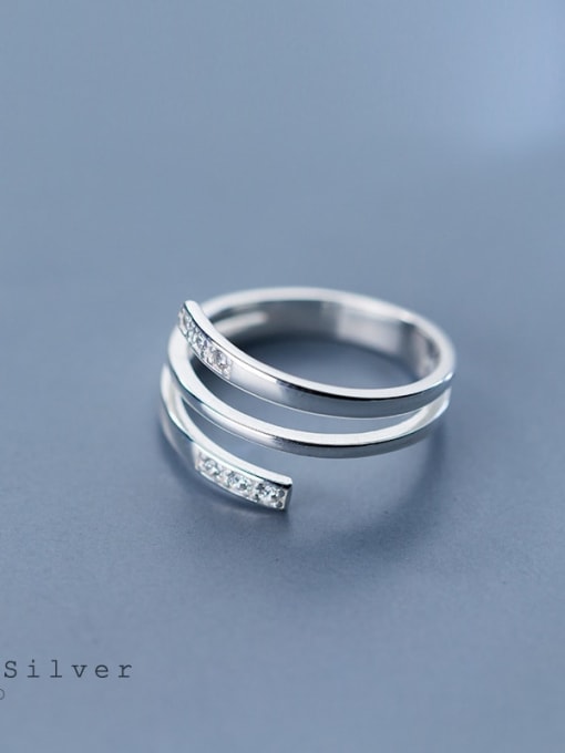 Rosh 925 Sterling Silver  Minimalist Three-layer line  Free Size Ring 2
