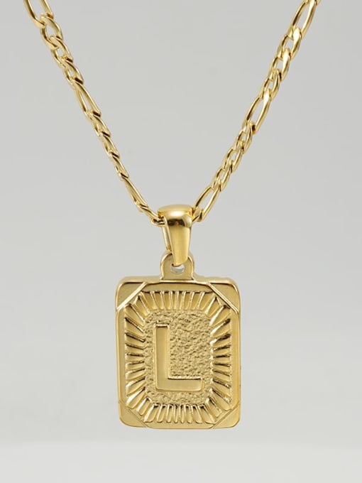 Gold L Titanium Steel Letter Hip Hop coin Necklace with 26 letters
