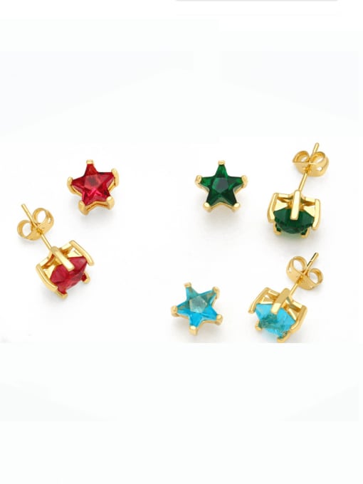 CC Brass Cubic Zirconia Pentagram Vintage Stud Earring
