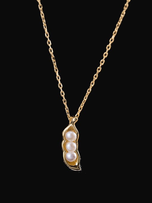 SILVER MI 925 Sterling Silver Imitation Pearl Irregular Vintage Necklace