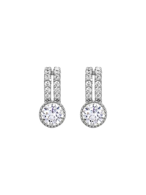 Platinum plated (925 silver needle) Alloy Cubic Zirconia Geometric Dainty Stud Earring