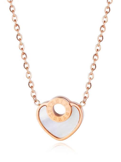 1640 rose gold plated necklace Titanium Shell Heart Minimalist Necklace