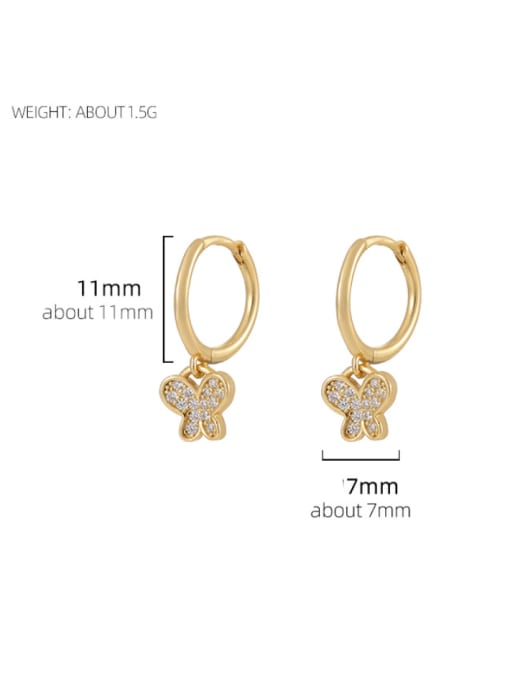 BeiFei Minimalism Silver 925 Sterling Silver Cubic Zirconia Butterfly Dainty Huggie Earring 3