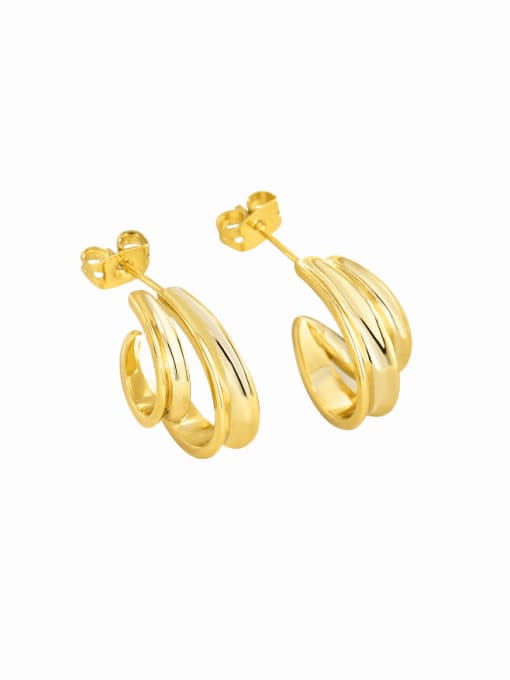 Gold metal arc Earrings Brass Geometric Minimalist Arc Glossy Stud Earring