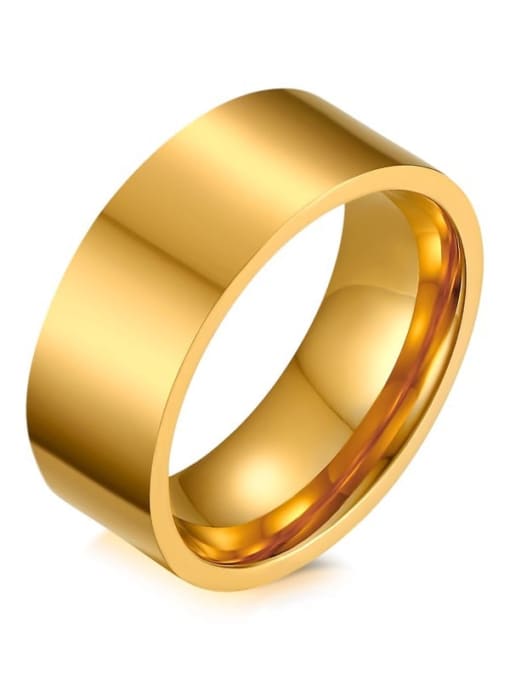 CR 005 gold (width 8MM) Titanium Steel Geometric Minimalist Band Ring