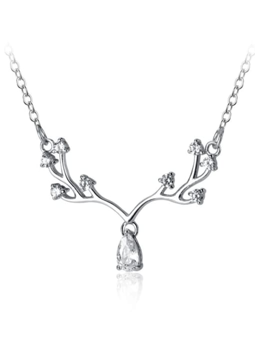 Rosh 925 Sterling Silver Cubic Zirconia Deer Cute Christma Necklaces 2