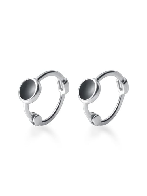 Rosh 925 Sterling Silver Enamel Geometric Minimalist Huggie Earring 0