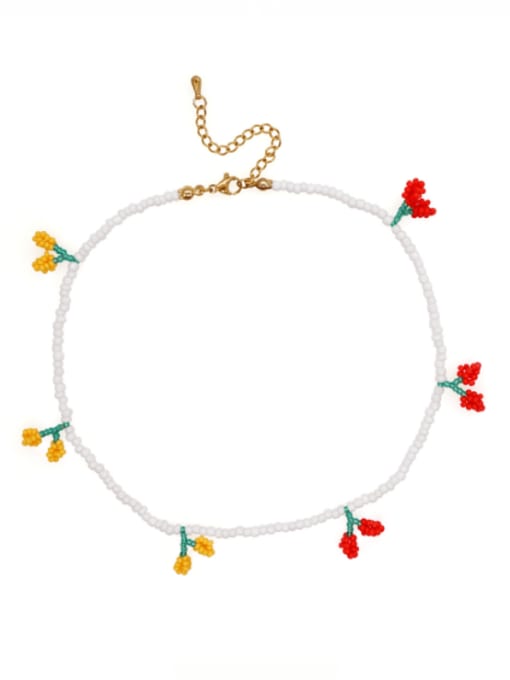 GZ N210024A Miyuki Millet Bead Multi Color Flower Bohemia  handmade Weave Necklace