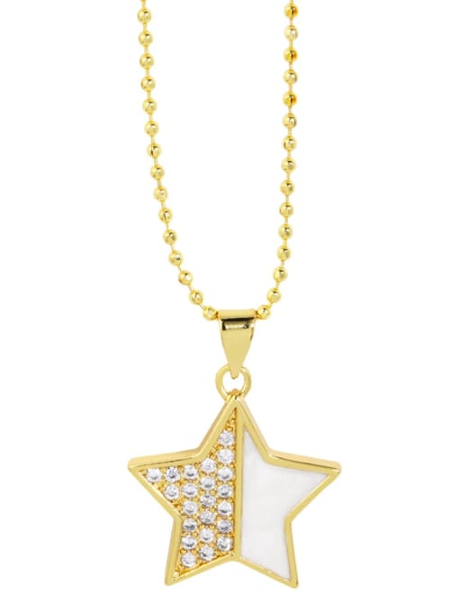 five-pointed star Brass Shell Star Vintage Cross Pendant Necklace