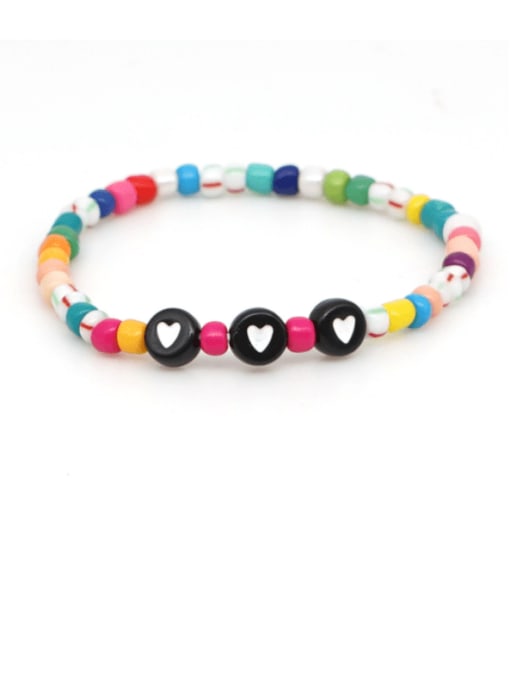 B B190075A Stainless steel MGB  Bead Multi Color Letter Bohemia Stretch Bracelet