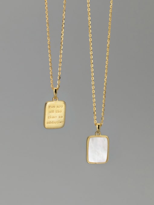 Rosh 925 Sterling Silver Rectangle Minimalist Necklace