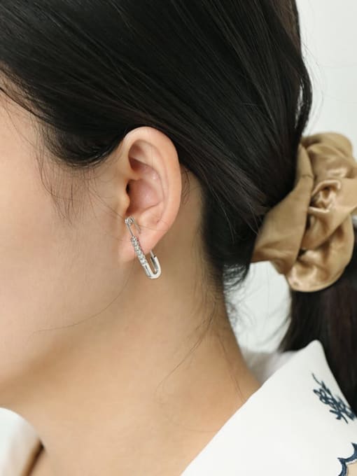 DAKA 925 Sterling Silver  Cubic Zirconia simple pin earring 2