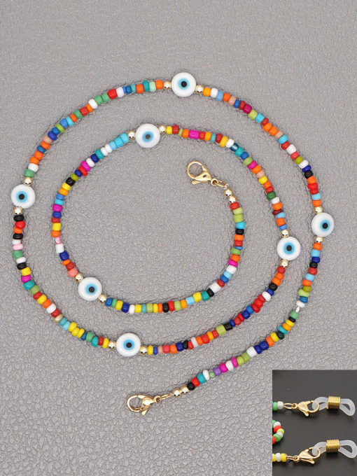 GZ N200021A Stainless steel Bead Multi Color Polymer Clay Evil Eye Bohemia Hand-woven Necklace
