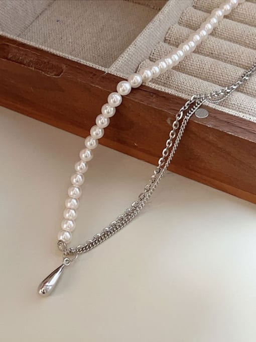Boomer Cat 925 Sterling Silver Freshwater Pearl Water Drop Vintage Beaded Necklace 0