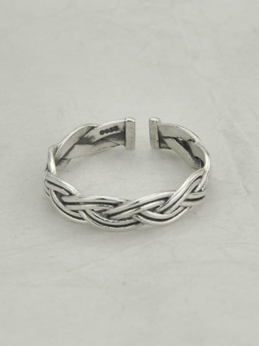 Type D (jz069) Vintage Sterling Silver With Platinum Plated Simple Retro Round Free Size Rings