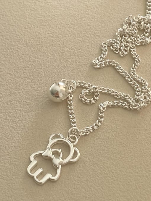 Boomer Cat 925 Sterling Silver Hollow Bear Cute Necklace 4