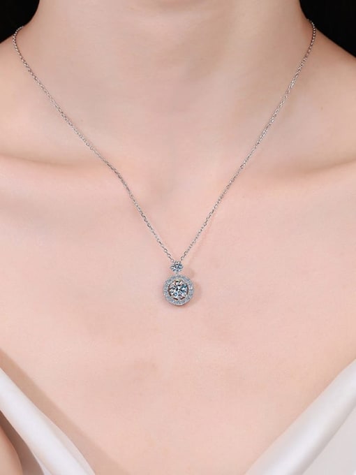 MOISS 925 Sterling Silver Moissanite Geometric Dainty Necklace 2