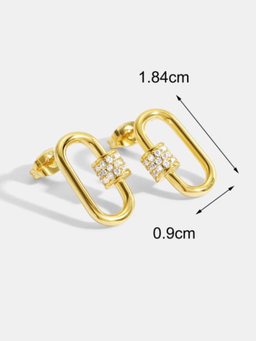 CHARME Brass Rhinestone Geometric Minimalist Drop Earring 2