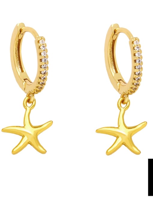 B Brass Star Vintage Huggie Earring