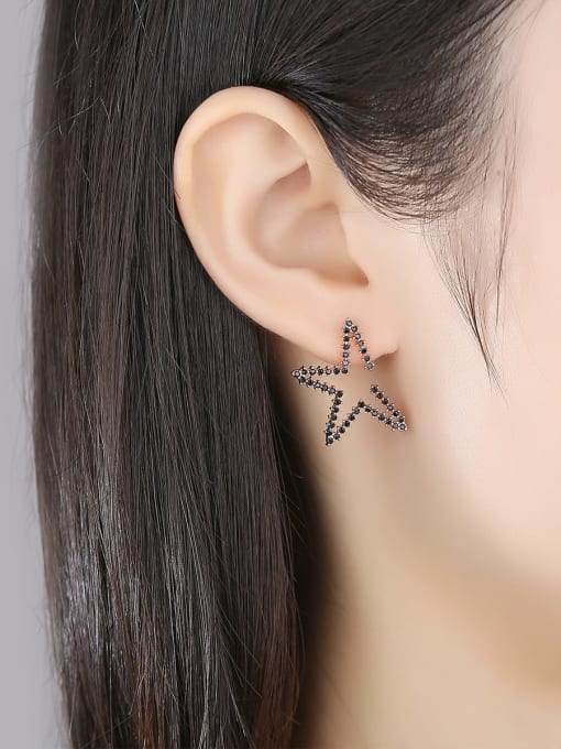 BLING SU Copper Cubic Zirconia Star Minimalist Stud Earring 1