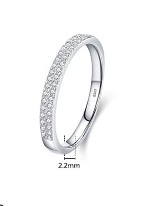 MODN 925 Sterling Silver Cubic Zirconia Geometric Classic Band Ring 2