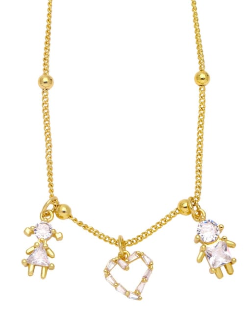 A Brass Cubic Zirconia Icon Boy girl Vintage Heart Pendant Necklace