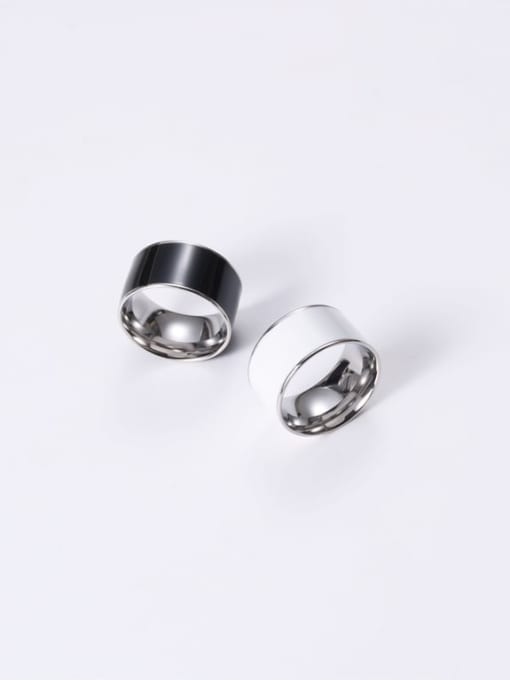 GROSE Titanium Ceramic White Round Minimalist Band Ring 0