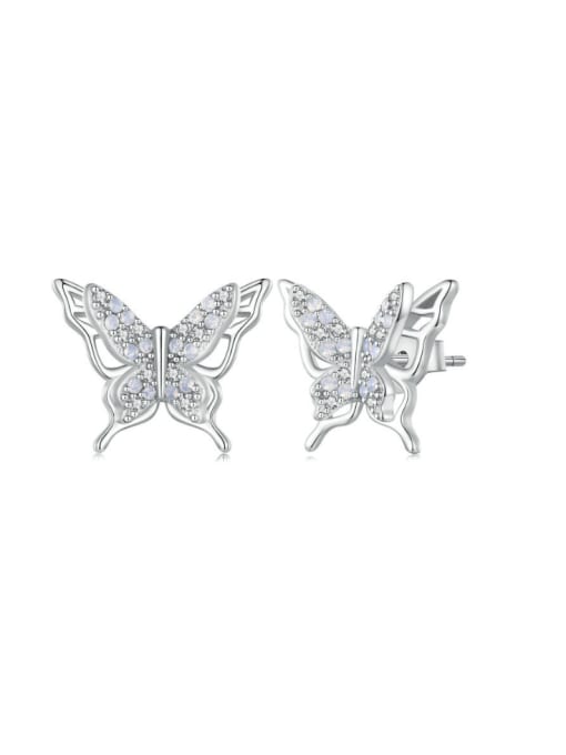 BSE910 925 Sterling Silver Cubic Zirconia Butterfly Cute Stud Earring