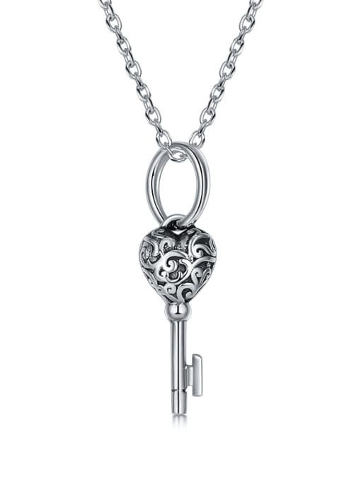 MODN 925 Sterling Silver Key Vintage Pendant Necklace