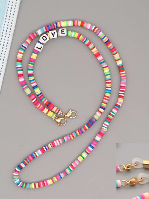 RT N200006A Stainless steel Bead Multi Color Polymer Clay Letter Bohemia Hand-woven Necklace