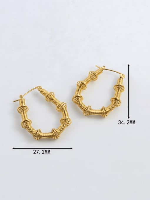 E135 Bamboo U-shaped Spring Earrings Titanium Steel Hollow Geometric Hip Hop Stud Earring