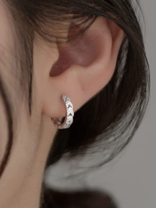 Rosh 925 Sterling Silver Cubic Zirconia Geometric Dainty Huggie Earring 1