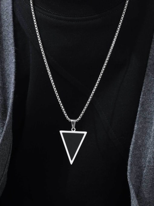 CONG Stainless steel Tiger Eye Triangle Hip Hop Necklace 1