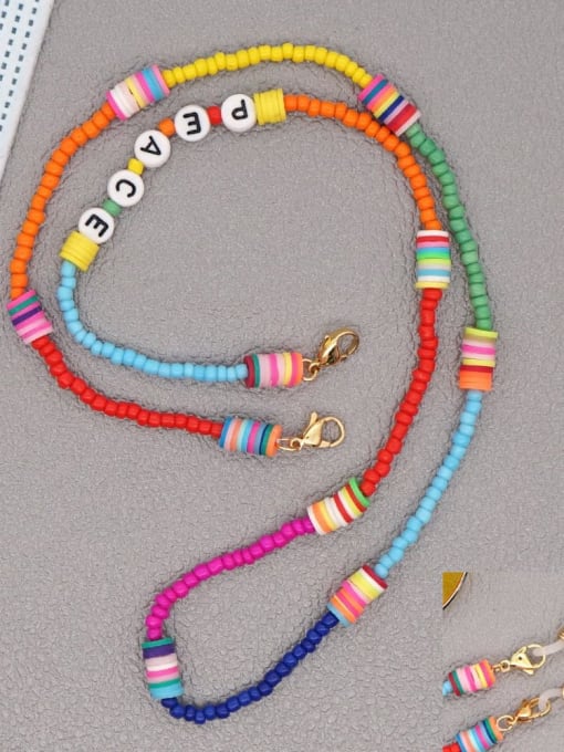 RT N200002A Stainless steel Bead Multi Color Polymer Clay Letter Bohemia Hand-woven Necklace