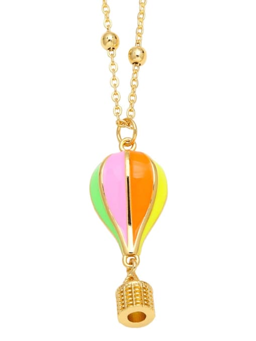 Hot Air Balloon Brass Cubic Zirconia Ball Vintage Butterfly Pendant Necklace