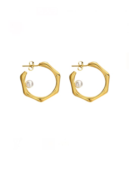 golden Stainless steel Geometric Minimalist Huggie Earring
