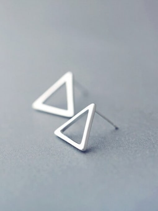 Triangle in C11 925 Sterling Silver  Hollow Geometric Minimalist Stud Earring