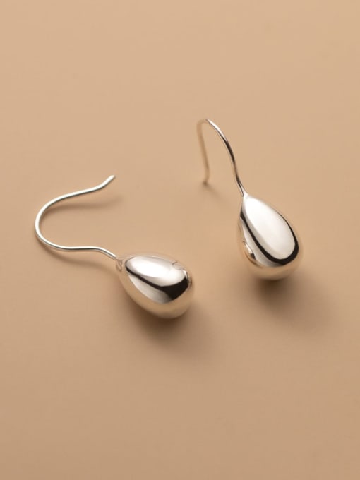 Rosh 925 Sterling Silver Water Drop Minimalist Hook Earring 0