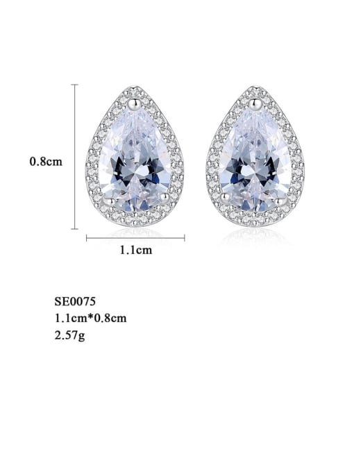 CCUI 925 Sterling Silver Cubic Zirconia White Water Drop Classic Stud Earring 2