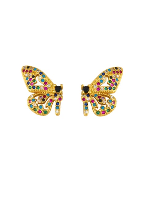 butterfly Brass Cubic Zirconia Butterfly Vintage Stud Earring