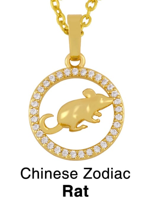 CC Brass Cubic Zirconia Ethnic 12 Zodiac Pendant  Necklace 1