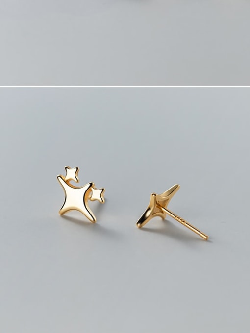 Rosh 925 Sterling Silver Minimalist four-pointed star Stud Earring 3