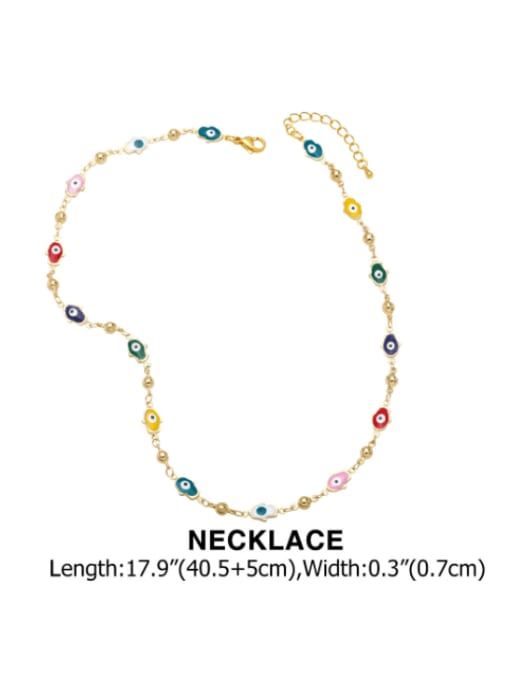 CC Brass Enamel Minimalist Evil Eye Bracelet and Necklace Set 2