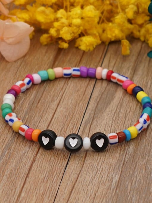 B B190075A Stainless steel MGB Bead Multi Color Letter Bohemia Stretch Bracelet