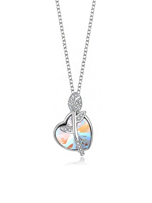 JYXZ 054 (gradient white) 925 Sterling Silver Austrian Crystal Heart Classic Necklace