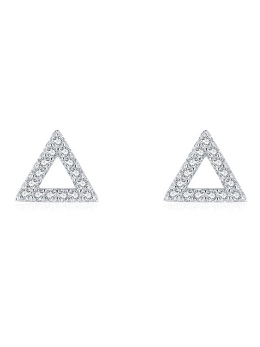 YGE1386  8.7mm 925 Sterling Silver Cubic Zirconia Heart Minimalist Geometry Stud Earring