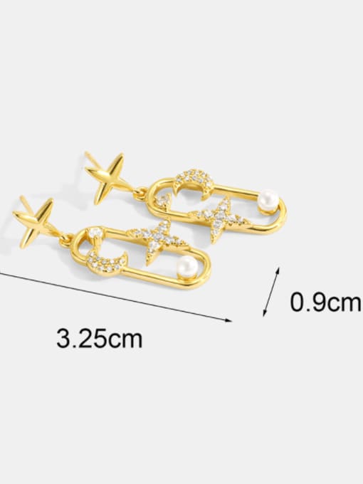 CHARME Brass Imitation Pearl Geometric Minimalist Drop Earring 2