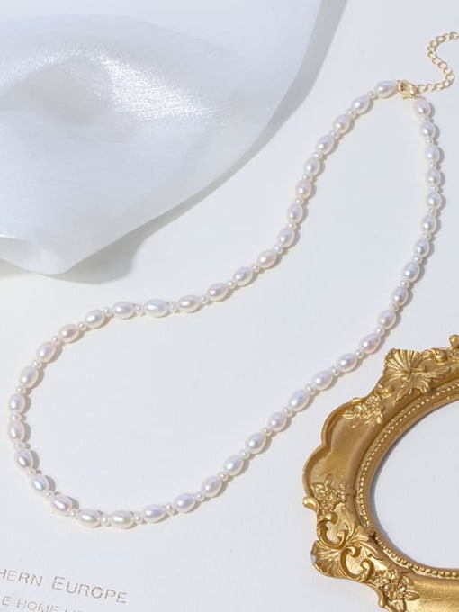 RAIN Brass Freshwater Pearl Round Minimalist Necklace 4