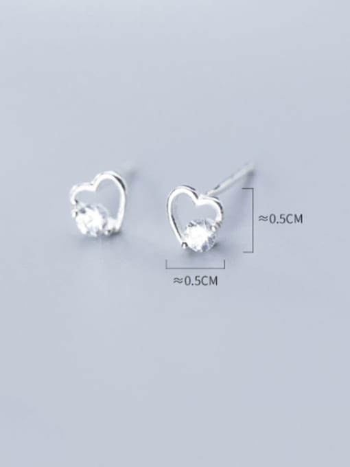 Rosh 925 Sterling Silver With Platinum Plated Minimalist Heart Stud Earrings 3
